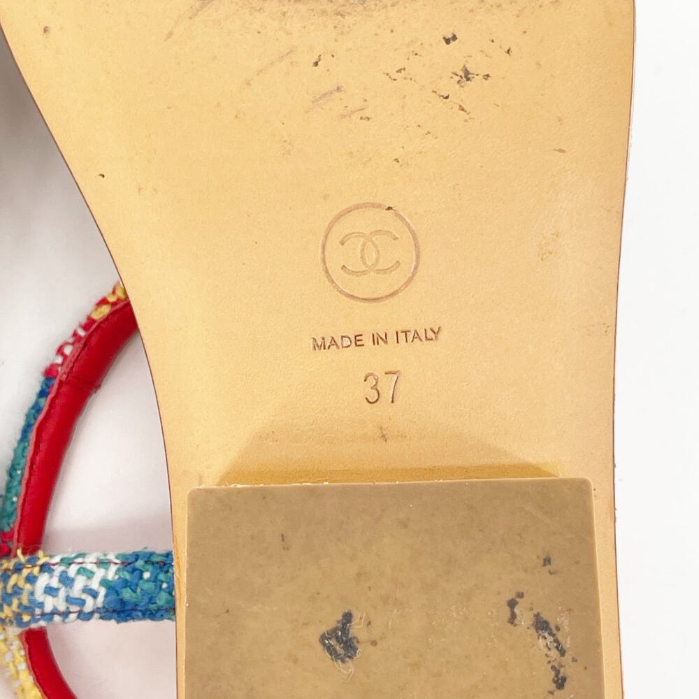 Chanel S/S 2017 Multicolor Rope Cork CC Gold Heel Ankle Strap Sandals EU 37 - Picture 12 of 12